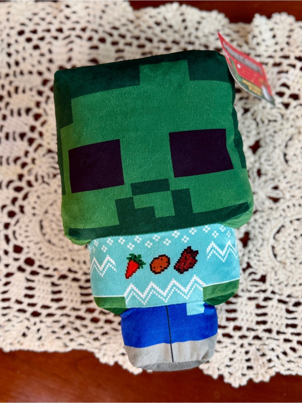 Green Zombie Plush with Festive Sweater - Halloween Home Decor